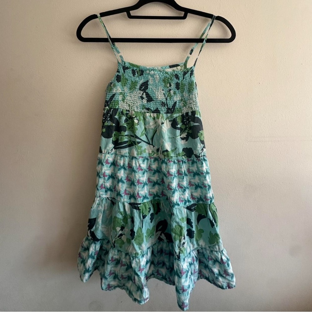 Faded Glory Green and Blue Floral Dress Shirt